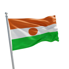 Illustration of Niger National Flag Waving on Transparent Background