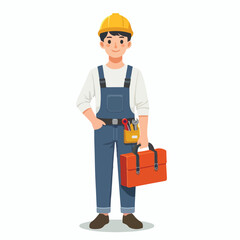 vector full body image of a male worker