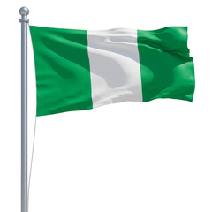 Illustration of Nigerian Flag Waving on Transparent Background Symbolic