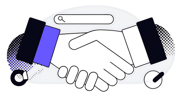 online job hiring handshake and search bar business agreement and remote working concept job deal career training contemporary vector art illustration 58077755 1