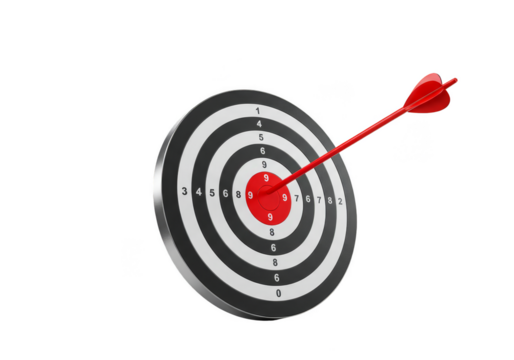 3D Render of Target with Arrow Isolated on Transparent Background