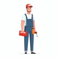 vector full body image of a male worker