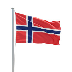Illustration of Norwegian Flag Waving Proudly On Transparent Background