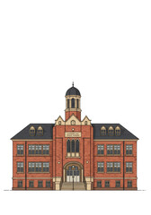 Illustration of Old Brick Architecture Building Structure and Facade