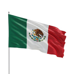 3D Render of Waving Mexican Flag With Green White and Red Stripes