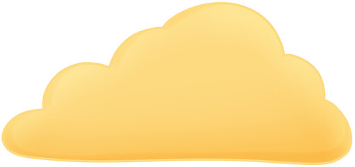 Yellow Cloud Illustration, Soft Pastel Cloud Shape, Cute Fluffy Cloud Design, Sunny Sky Element, Cartoon Style Nature Vector, Bright Weather Graphic