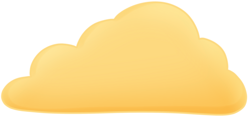 Yellow Cloud Illustration, Soft Pastel Cloud Shape, Cute Fluffy Cloud Design, Sunny Sky Element, Cartoon Style Nature Vector, Bright Weather Graphic