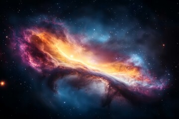 Obraz premium Colorful nebula with a yellow and orange center