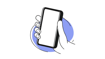 3d hand holding mobile phone with empty screen cartoon smartphone isolated on blue background phone device mockup marketing time banner template 3d rendering 49855976 3