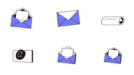 3d blue envelopes icon set open and close letters subscribe to newsletter email message send post card envelope with document mail notification cartoon design icons 3d vector illustration 91160331 1