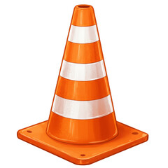 Illustration of Orange and White Striped Traffic Cone with transparent BG
