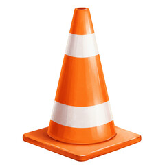 Illustration of Orange And White Traffic Cone for Road Safety Alert