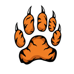 Illustration of Orange Tiger Paw Print with Sharp Claws on Black