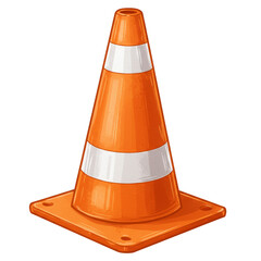 Illustration of Orange Traffic Cone with White Stripes for Safety
