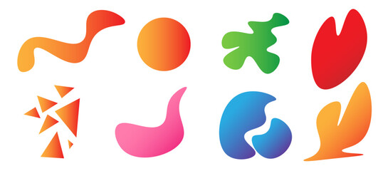 Colorful Gradient Abstract Shapes Set. Modern Fluid Design Elements Collections