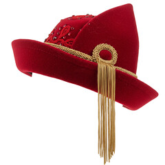 Illustration of Ornate Red Turban with Gold Embellishments on Transparent