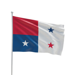 Illustration of Panama Flag Waving on Pole Isolated on Transparent Background