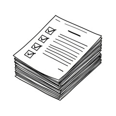 Illustration of Paper Checklist Stack with Checkmarks and Transparent Background