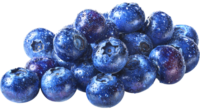 A collection of blueberries isolated on a transparent background, generative ai isolated on transparent 