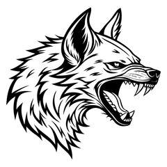 Wolf head animal. Wild predator portrait. Fierce forest creature. Vector wildlife illustration.