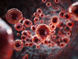 Red blood cell, and erythrocyte, in a blood vessel. Iron in hemoglobin. 3D-Illustration