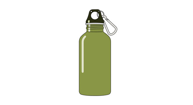 green water bottle with carabiner clip clip art preview