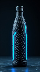 bottle of mineral water on blue background