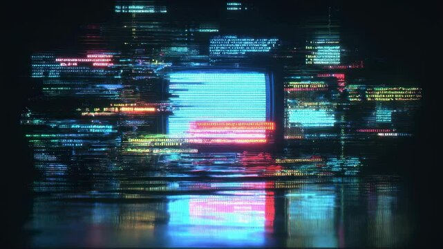 Dark moody composition of a glitching terminal screen inundated with erratic virus code featuring bold flashing error messages that create an unsettling atmosphere highlighting the