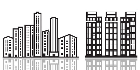 Obraz premium New York City Skyline. Hand Drawn Vector Illustration – Iconic NYC Silhouette with Skyscrapers and Landmarks, Minimalist Urban Cityscape Design in Black on White