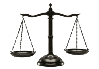 Isolated Image of Bronze Justice Balance Scale Law Concept with Shiny Surface
