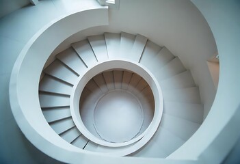 Fototapeta premium Generative AI Abstract swirling white staircase form architecture concept