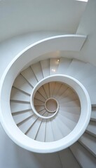 Fototapeta premium Generative AI Abstract White Staircase Swirl Design Architecture