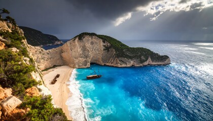 Obraz premium Dramatic beach view with storm clouds