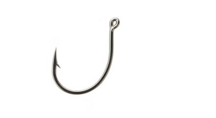 Silver Metal Angling Fishing Hook Equipment on Transparent Background