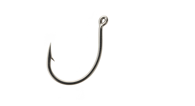 Silver Metal Angling Fishing Hook Equipment on Transparent Background - Powered by Adobe