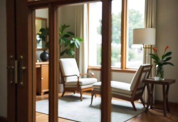 Fototapeta premium Generative AI Cozy Interior Scene With Chairs and Natural Light