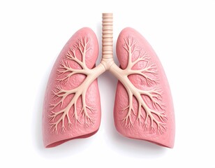 Human Lungs Anatomy Isolated on White Background