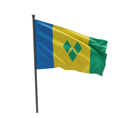 Illustration of Saint Vincent Waving Flag on a Transparent Background