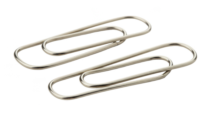 Isolated Metal Paperclip Stationery Tool on Transparent Background