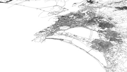 3D illustration of city and urban in Cagliari Italy