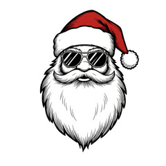 Illustration of Santa Claus with Sunglasses Red Hat and White Beard