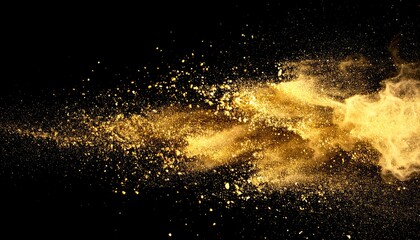 Gold powder explosion on black