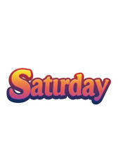 Illustration of Saturday Text Gradient Typography on Transparent