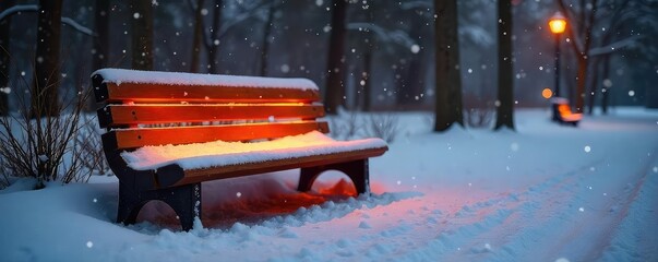 Cozy Heated Outdoor Bench Warmth and Comfort on Chilly Days, Ideal for Parks, Patios, and Waiting Areas.  Durable, Smooth Design for Relaxing Outdoor Spaces.