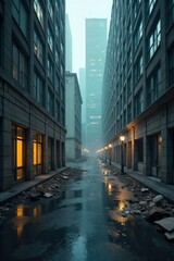 Deserted Office Building Empty Windows Symbolize Economic Hardship and Job Losses