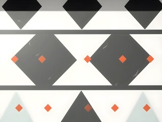 Geometric Tile Pattern: Black, White, and Coral