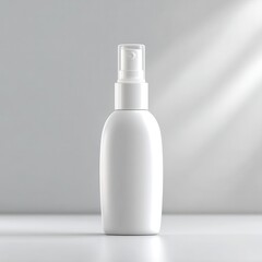 A sleek, white spray bottle is displayed against a light gray background, perfect for cosmetics, fragrances, or cleaning products