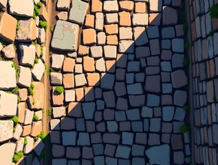 Cobblestone Pathways: A Divided Perspective