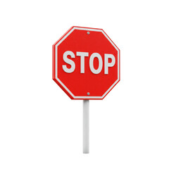 Isolated Octagonal Red Stop Sign with White Lettering Illustration