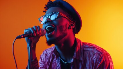 Passionate performance: Soulful african american singer expressing emotion